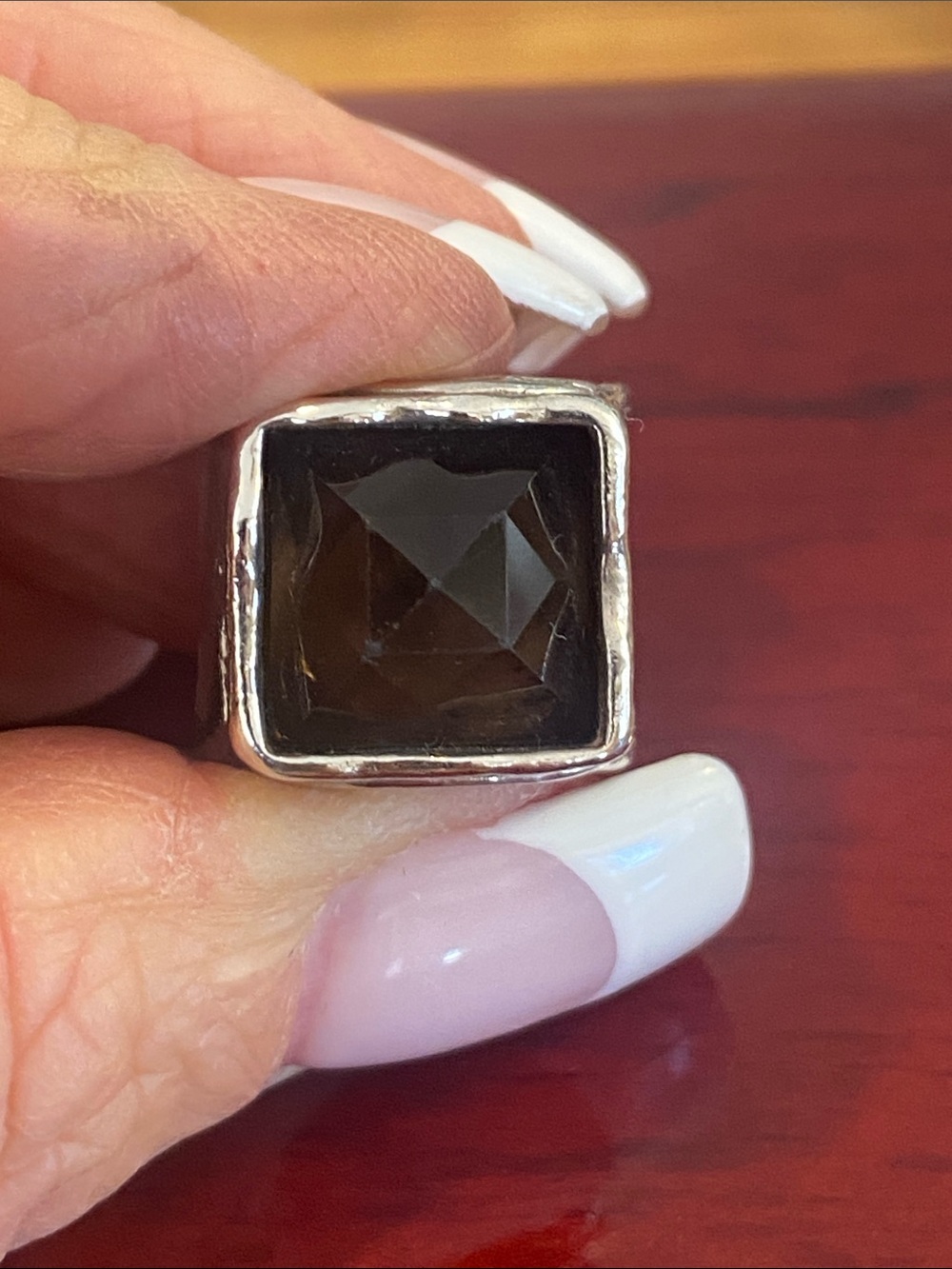 Silpada Sterling Silver Square Smoky Quartz Statement Ring - Brown